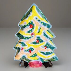 Anthropologie Nathalie Lete & Angele Plate Christmas Tree Shaped Dessert 9"